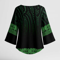 New Zealand Maori Kowhaiwhai Kimono Sleeve Blouse Kakariki Maui and Mangopare - Polynesian Pride