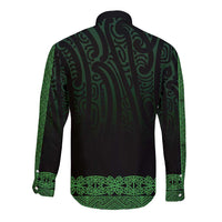 New Zealand Maori Kowhaiwhai Long Sleeve Button Shirt Kakariki Maui and Mangopare LT9 - Polynesian Pride