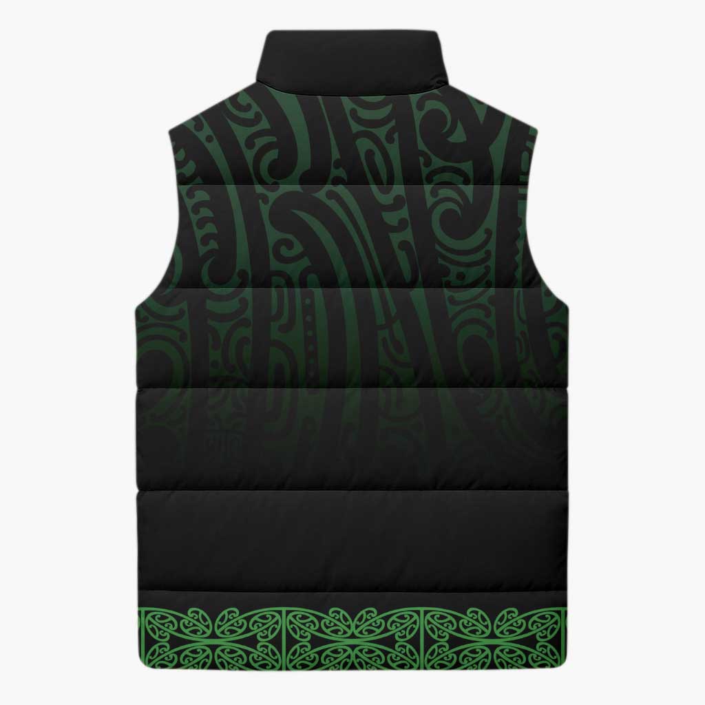 New Zealand Maori Kowhaiwhai Sleeveless Puffer Jacket Kakariki Maui and Mangopare - Polynesian Pride