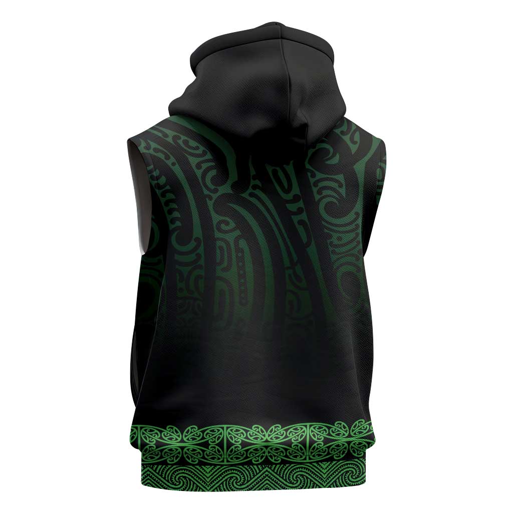 New Zealand Maori Kowhaiwhai Sleeveless Zip Hoodie Kakariki Maui and Mangopare - Polynesian Pride