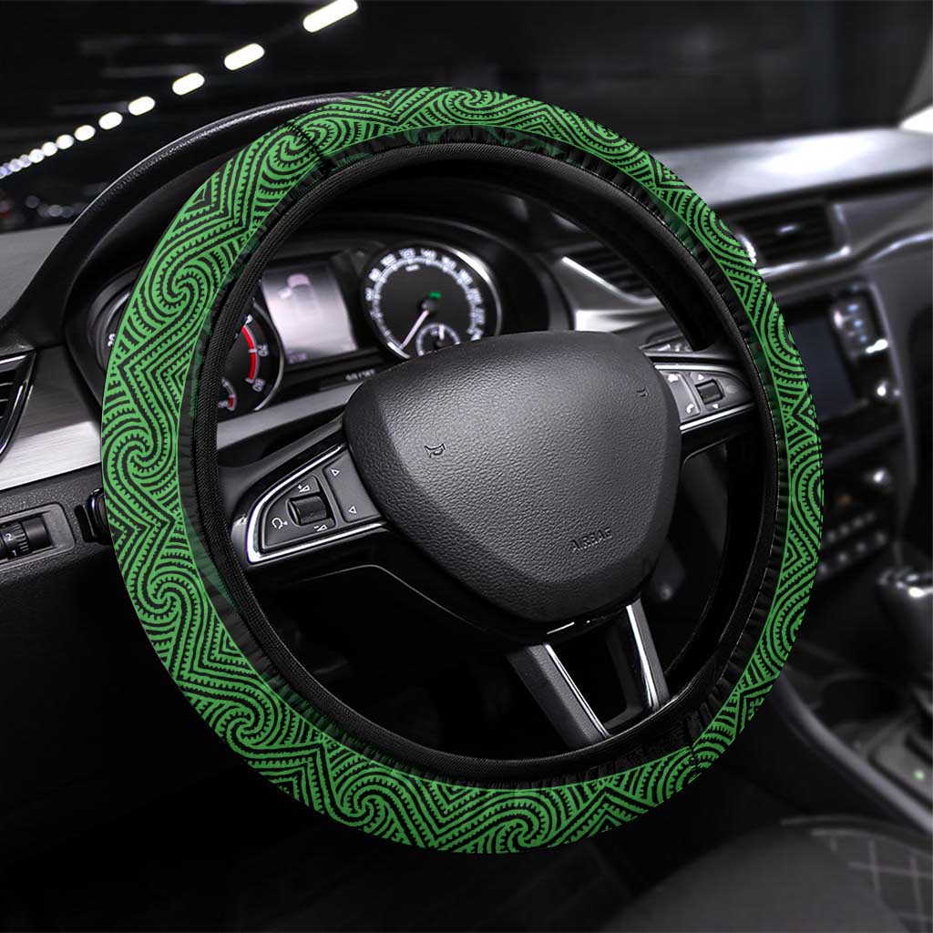 New Zealand Maori Kowhaiwhai Steering Wheel Cover Kakariki Maui and Mangopare