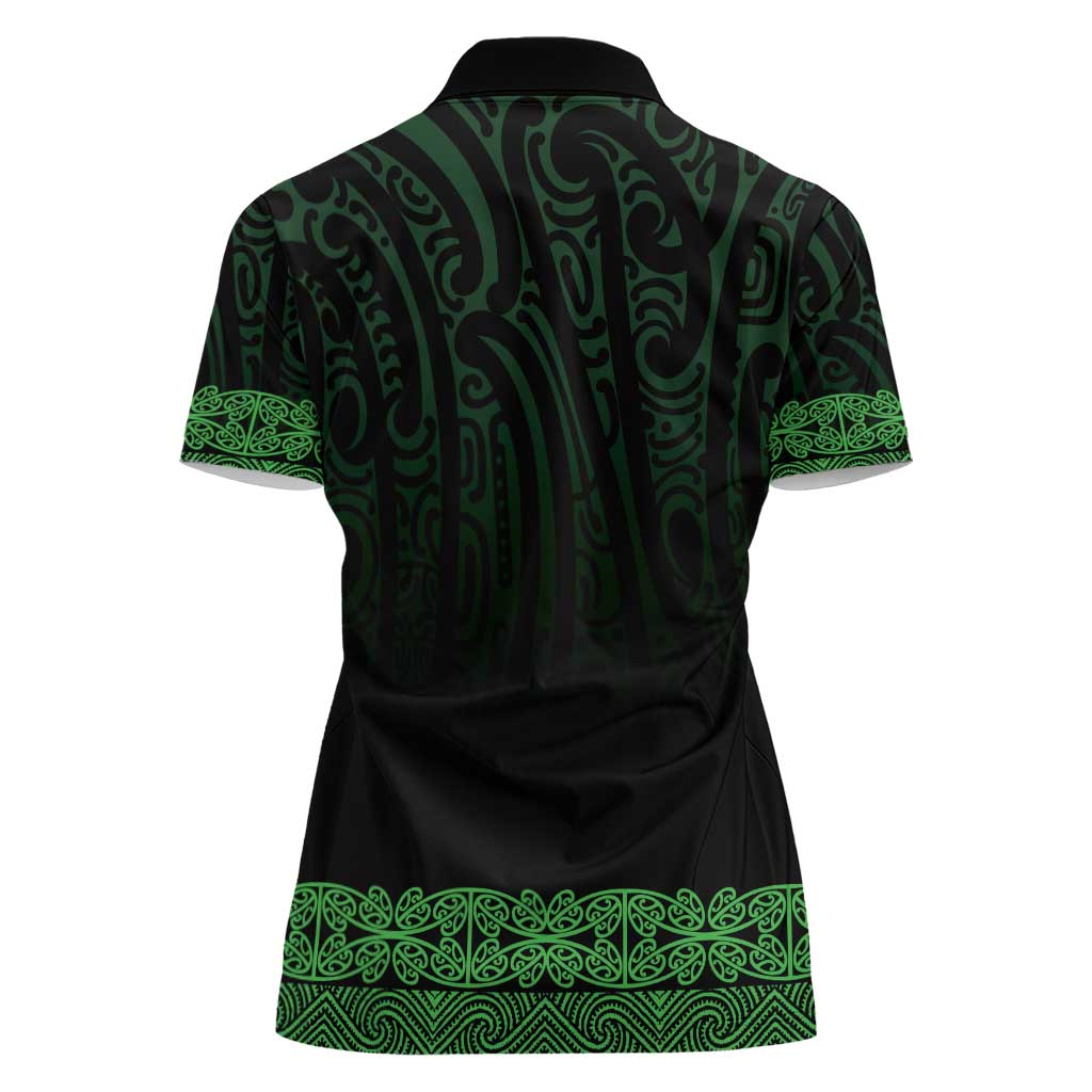 New Zealand Maori Kowhaiwhai Women Polo Shirt Kakariki Maui and Mangopare