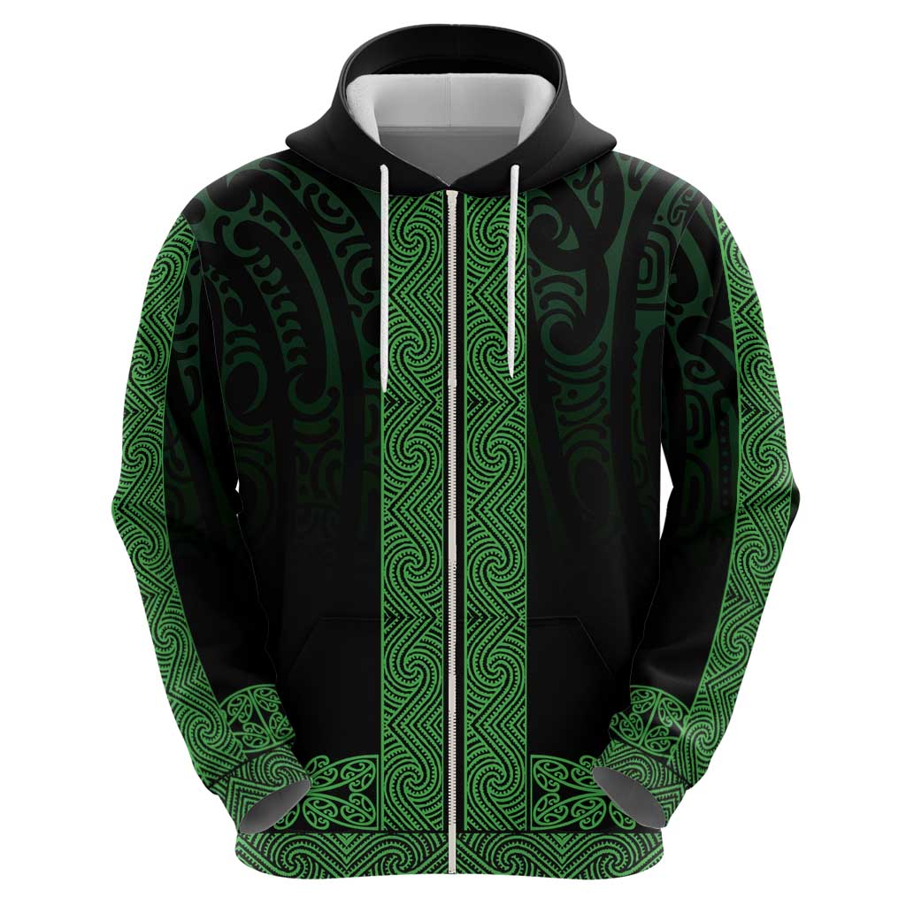 New Zealand Maori Kowhaiwhai Zip Hoodie Kakariki Maui and Mangopare LT9 - Polynesian Pride