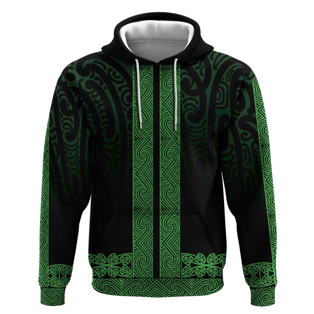 New Zealand Maori Kowhaiwhai Zip Hoodie Kakariki Maui and Mangopare LT9 Pullover Hoodie Green - Polynesian Pride