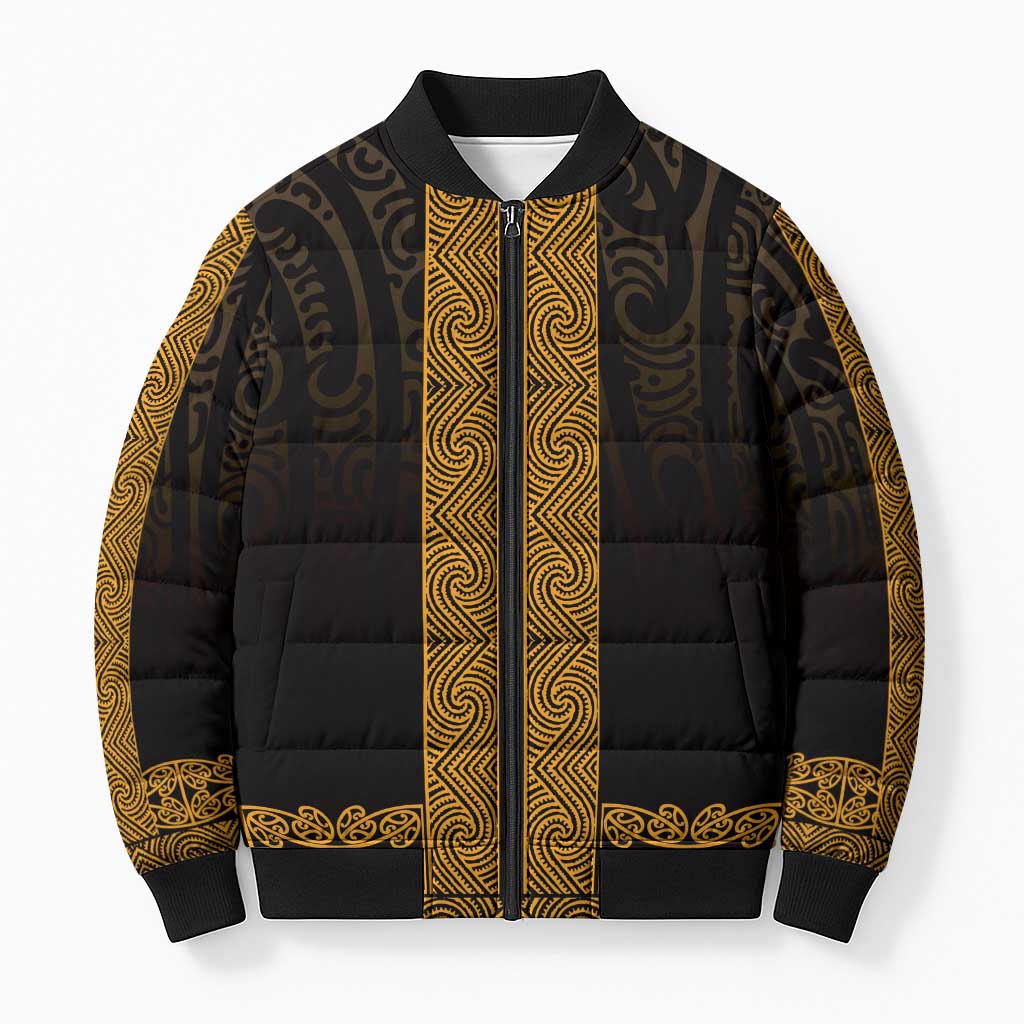 New Zealand Maori Kowhaiwhai Bomber Puffer Jacket Karaka Maui and Mangopare - Polynesian Pride