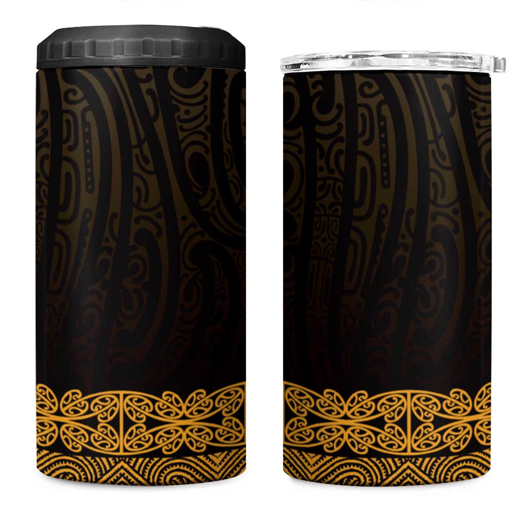 New Zealand Maori Kowhaiwhai 4 in 1 Can Cooler Tumbler Karaka Maui and Mangopare