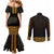 New Zealand Maori Kowhaiwhai Couples Matching Mermaid Dress and Long Sleeve Button Shirt Karaka Maui and Mangopare