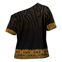 New Zealand Maori Kowhaiwhai Cross Shoulder Shirt Karaka Maui and Mangopare - Polynesian Pride
