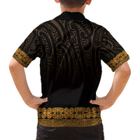 New Zealand Maori Kowhaiwhai Family Matching Off Shoulder Maxi Dress and Hawaiian Shirt Karaka Maui and Mangopare LT9 - Polynesian Pride