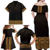 New Zealand Maori Kowhaiwhai Family Matching Off Shoulder Maxi Dress and Hawaiian Shirt Karaka Maui and Mangopare LT9 - Polynesian Pride