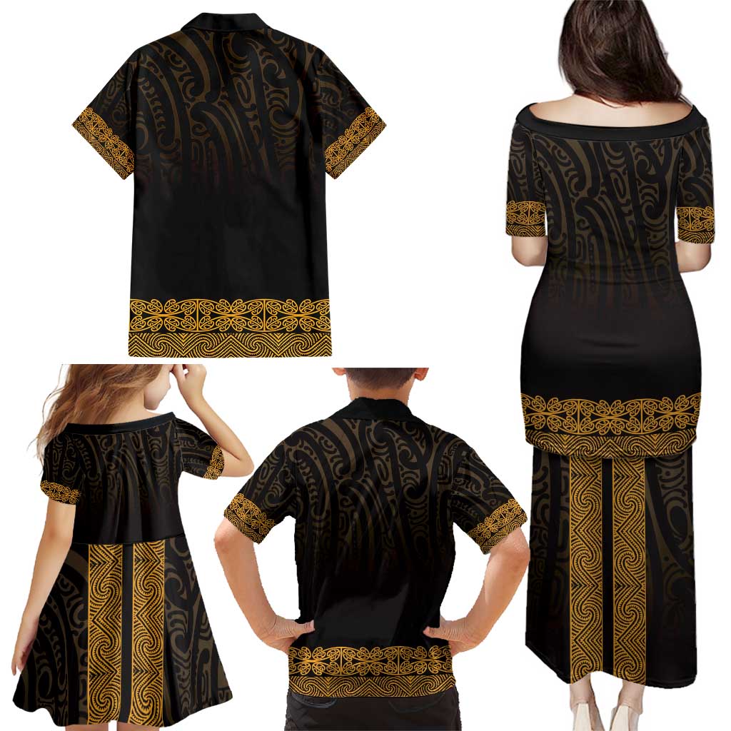 New Zealand Maori Kowhaiwhai Family Matching Puletasi and Hawaiian Shirt Karaka Maui and Mangopare LT9 - Polynesian Pride