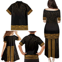 New Zealand Maori Kowhaiwhai Family Matching Puletasi and Hawaiian Shirt Karaka Maui and Mangopare LT9 - Polynesian Pride