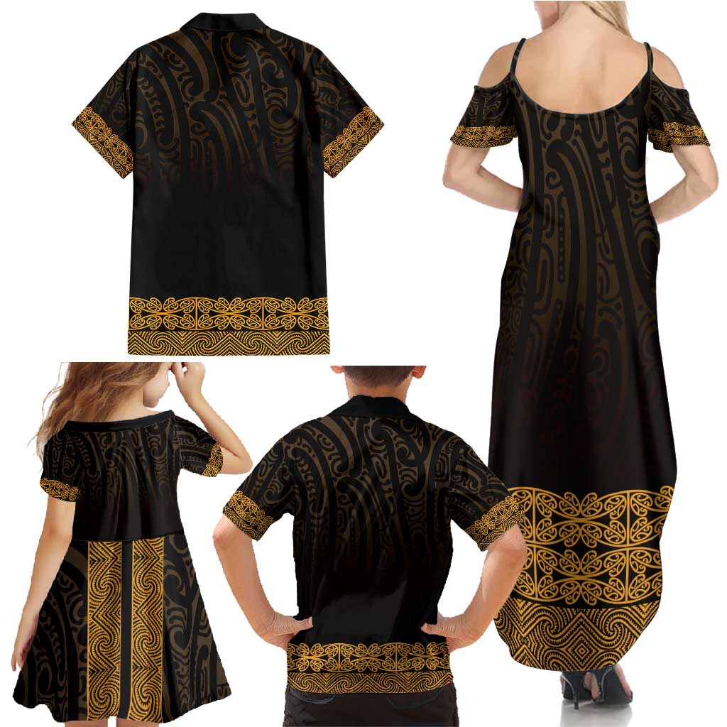 New Zealand Maori Kowhaiwhai Family Matching Summer Maxi Dress and Hawaiian Shirt Karaka Maui and Mangopare LT9 - Polynesian Pride