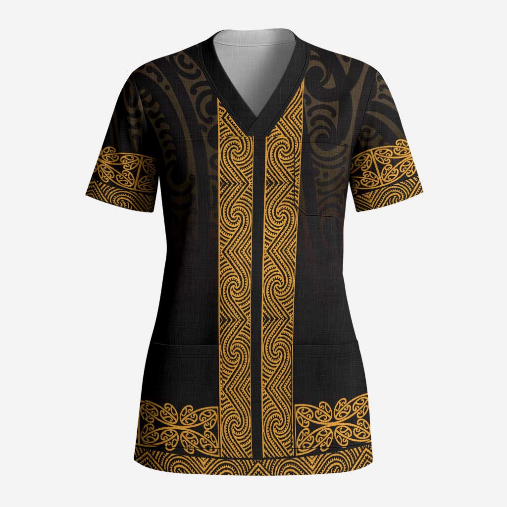 New Zealand Maori Kowhaiwhai Scrub Top Karaka Maui and Mangopare - Polynesian Pride