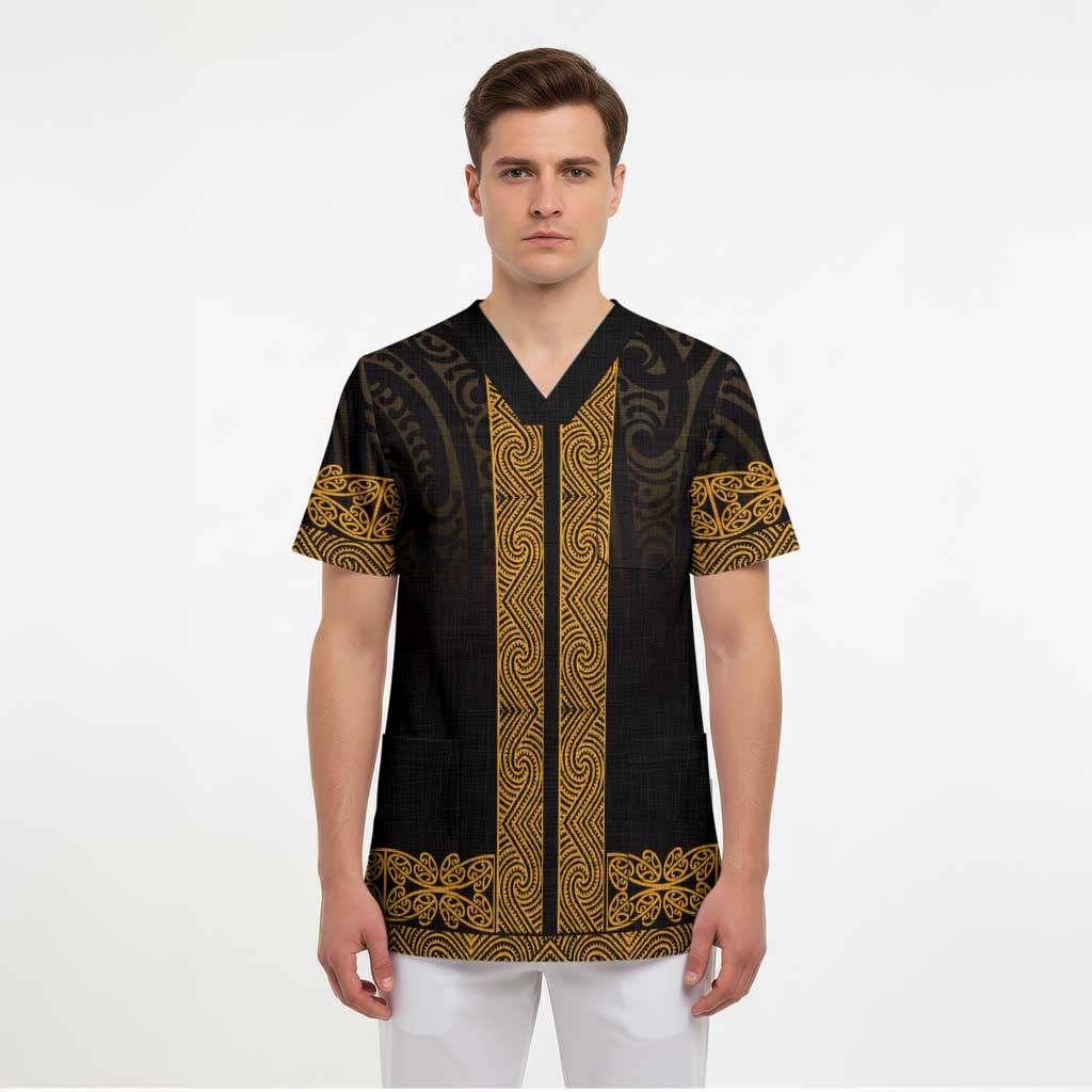 New Zealand Maori Kowhaiwhai Scrub Top Karaka Maui and Mangopare - Polynesian Pride