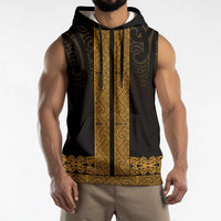 New Zealand Maori Kowhaiwhai Sleeveless Hoodie Karaka Maui and Mangopare - Polynesian Pride