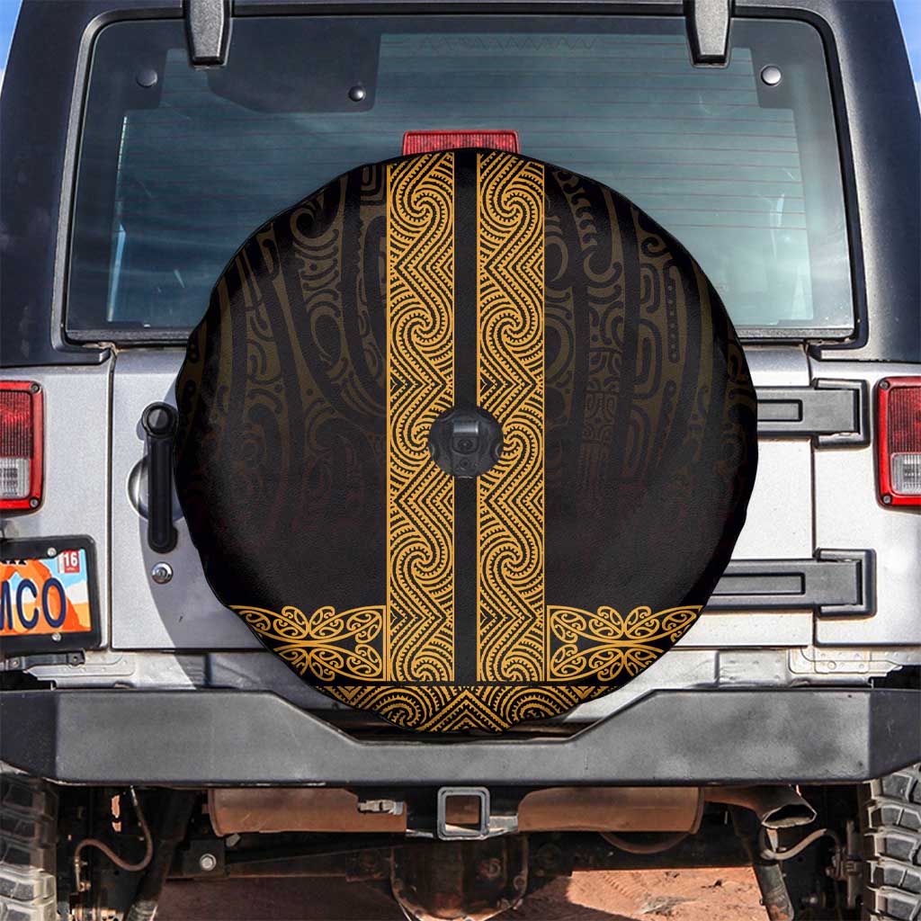 New Zealand Maori Kowhaiwhai Spare Tire Cover Karaka Maui and Mangopare LT9 Gold - Polynesian Pride