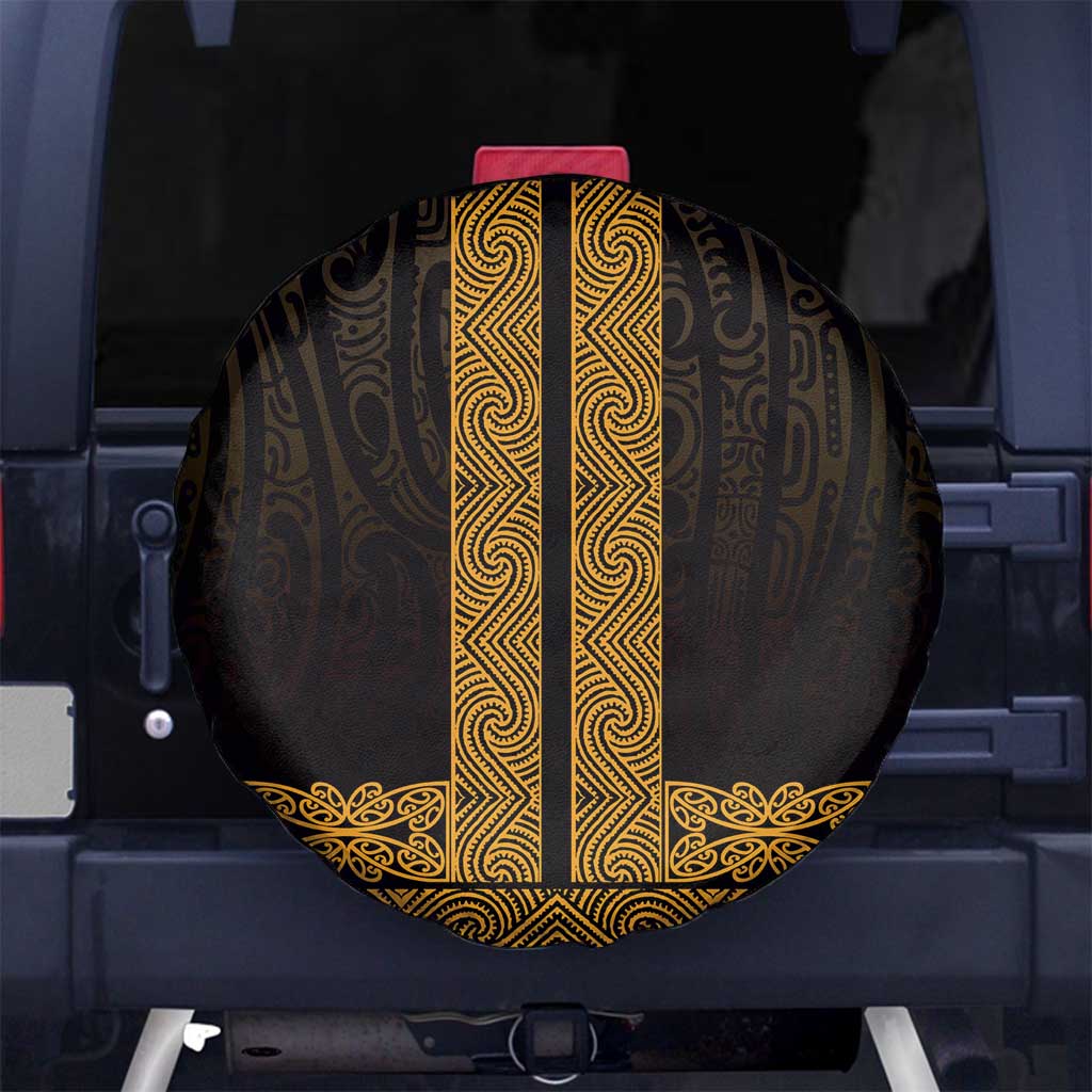 New Zealand Maori Kowhaiwhai Spare Tire Cover Karaka Maui and Mangopare LT9 No hole Gold - Polynesian Pride