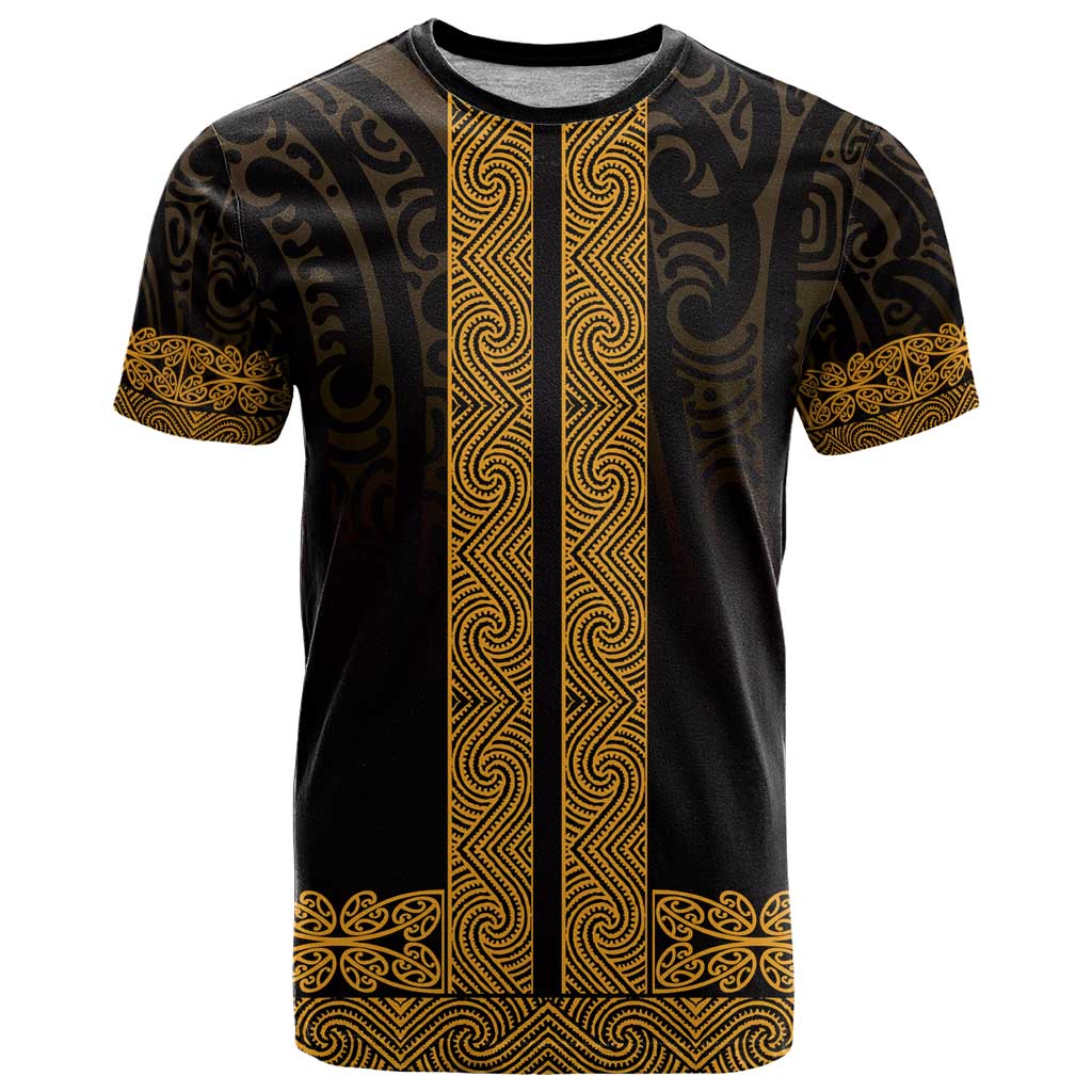 New Zealand Maori Kowhaiwhai T Shirt Karaka Maui and Mangopare LT9 Gold - Polynesian Pride