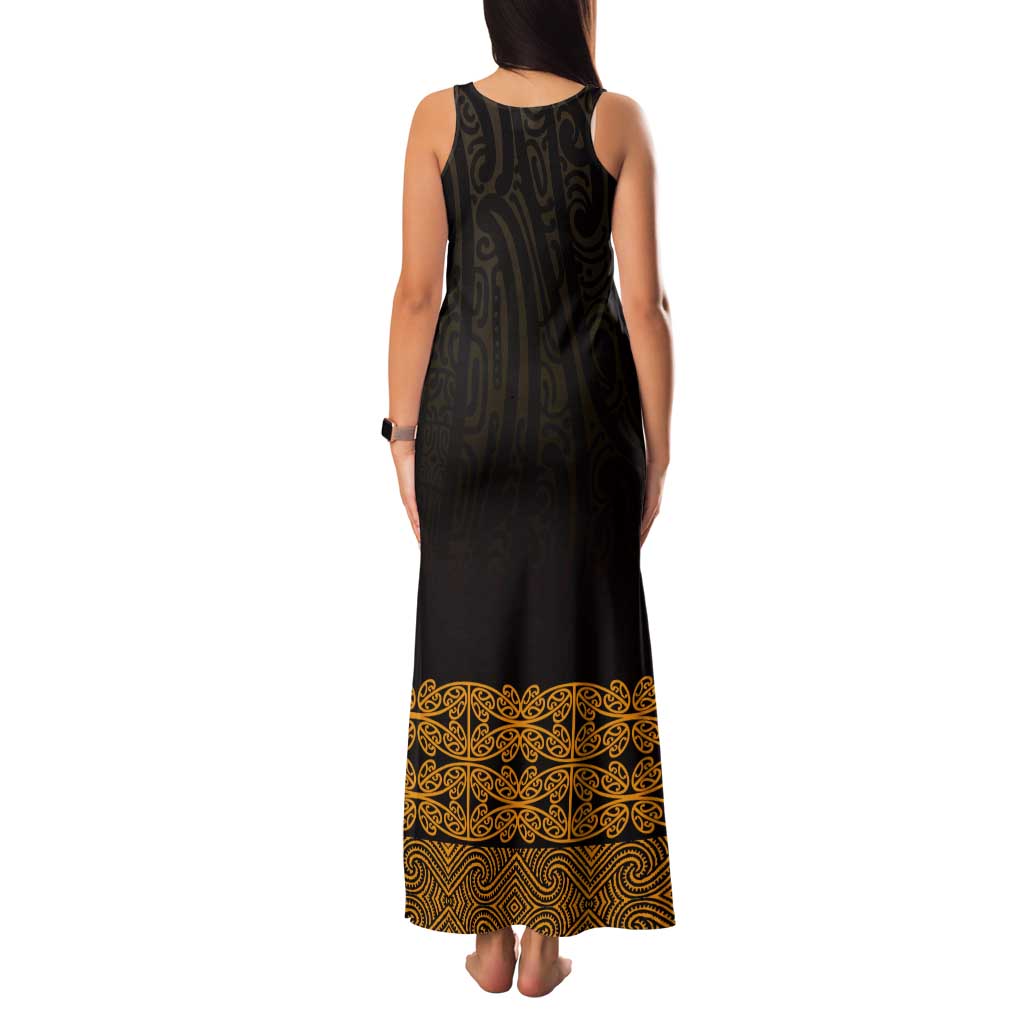 New Zealand Maori Kowhaiwhai Tank Maxi Dress Karaka Maui and Mangopare