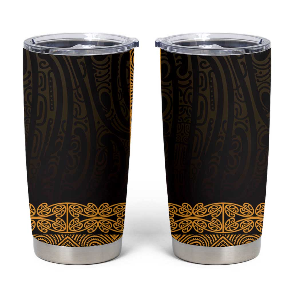 New Zealand Maori Kowhaiwhai Tumbler Cup Karaka Maui and Mangopare LT9 Gold - Polynesian Pride
