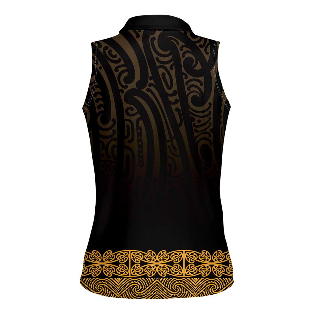 New Zealand Maori Kowhaiwhai Women Sleeveless Polo Shirt Karaka Maui and Mangopare