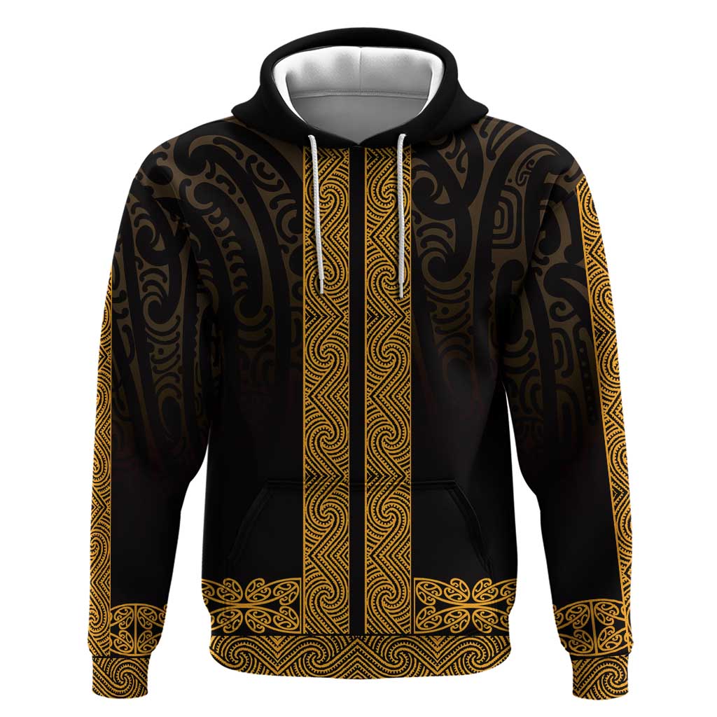New Zealand Maori Kowhaiwhai Zip Hoodie Karaka Maui and Mangopare LT9 Pullover Hoodie Gold - Polynesian Pride
