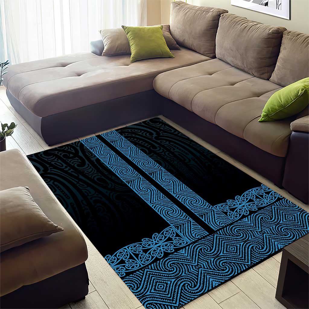 New Zealand Maori Kowhaiwhai Area Rug Kikorangi Maui and Mangopare