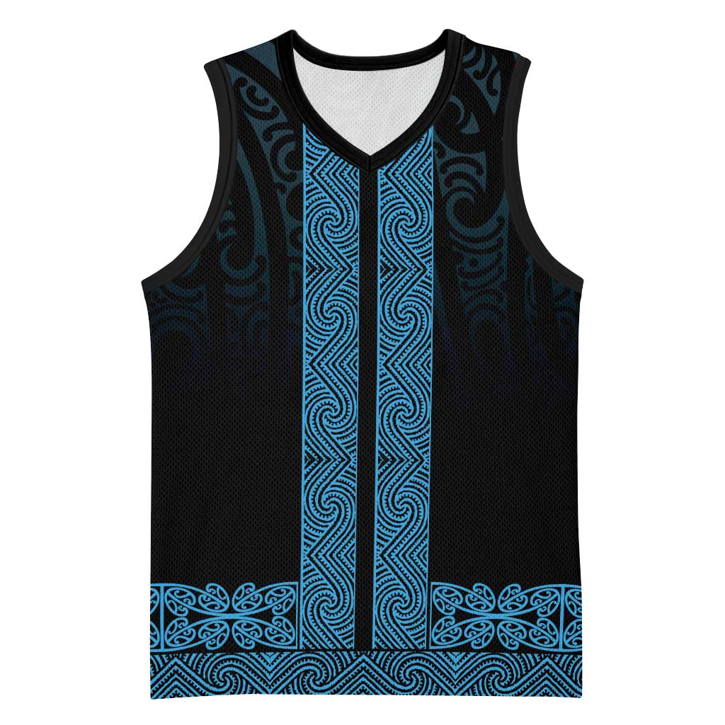 New Zealand Maori Kowhaiwhai Basketball Jersey Kikorangi Maui and Mangopare - Polynesian Pride