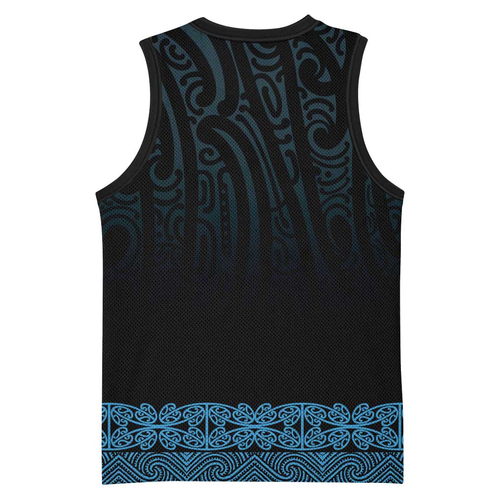 New Zealand Maori Kowhaiwhai Basketball Jersey Kikorangi Maui and Mangopare - Polynesian Pride