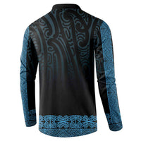 New Zealand Maori Kowhaiwhai Button Sweatshirt Kikorangi Maui and Mangopare