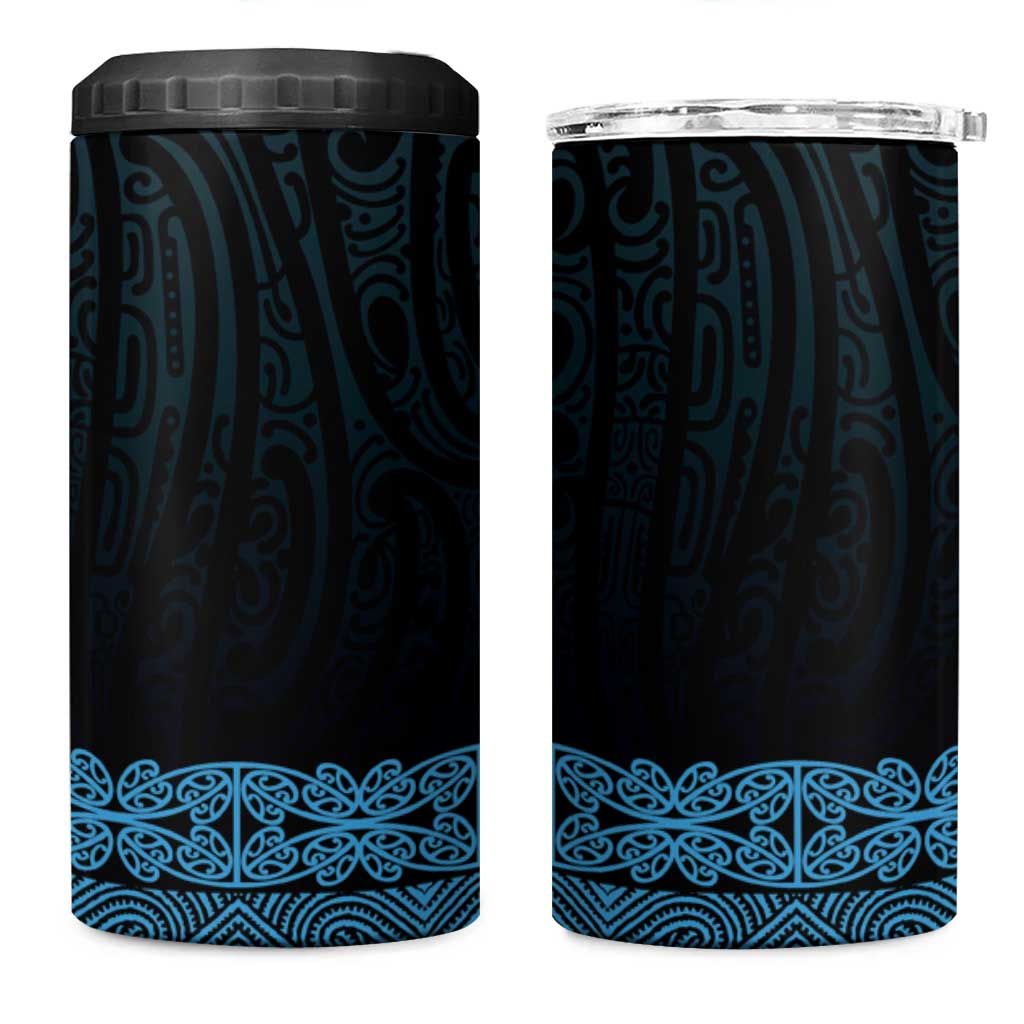 New Zealand Maori Kowhaiwhai 4 in 1 Can Cooler Tumbler Kikorangi Maui and Mangopare