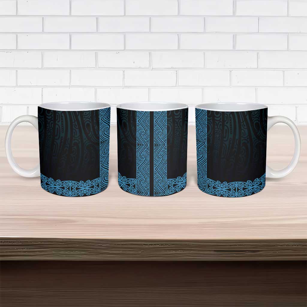 New Zealand Maori Kowhaiwhai Ceramic Mug Kikorangi Maui and Mangopare - Polynesian Pride