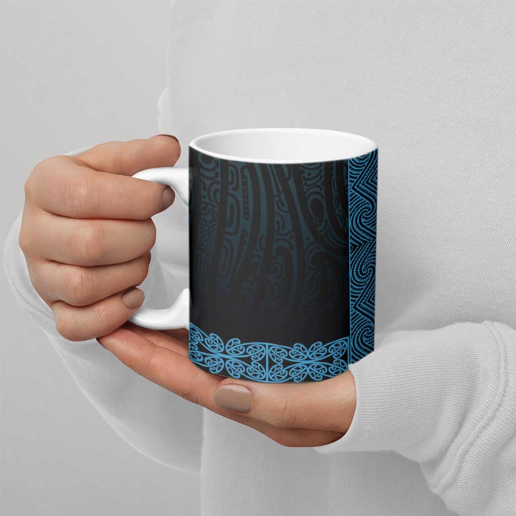 New Zealand Maori Kowhaiwhai Ceramic Mug Kikorangi Maui and Mangopare - Polynesian Pride