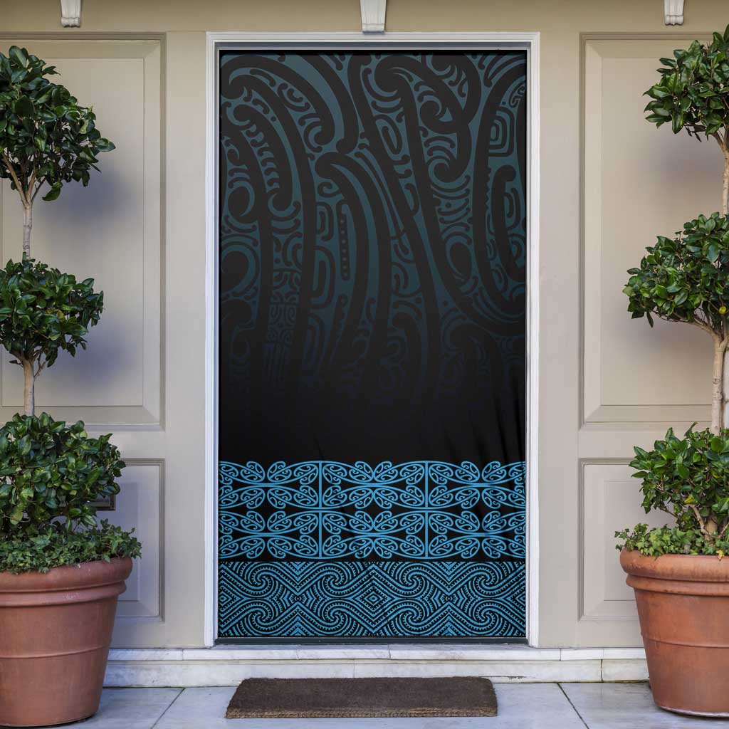 New Zealand Maori Kowhaiwhai Door Cover Kikorangi Maui and Mangopare LT9 Blue - Polynesian Pride