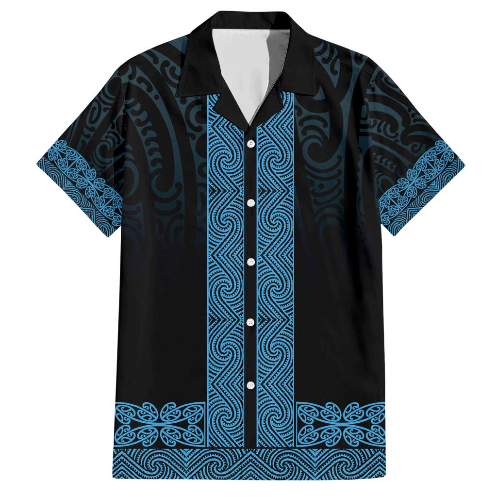 New Zealand Maori Kowhaiwhai Family Matching Short Sleeve Bodycon Dress and Hawaiian Shirt Kikorangi Maui and Mangopare LT9 Dad's Shirt - Short Sleeve Blue - Polynesian Pride