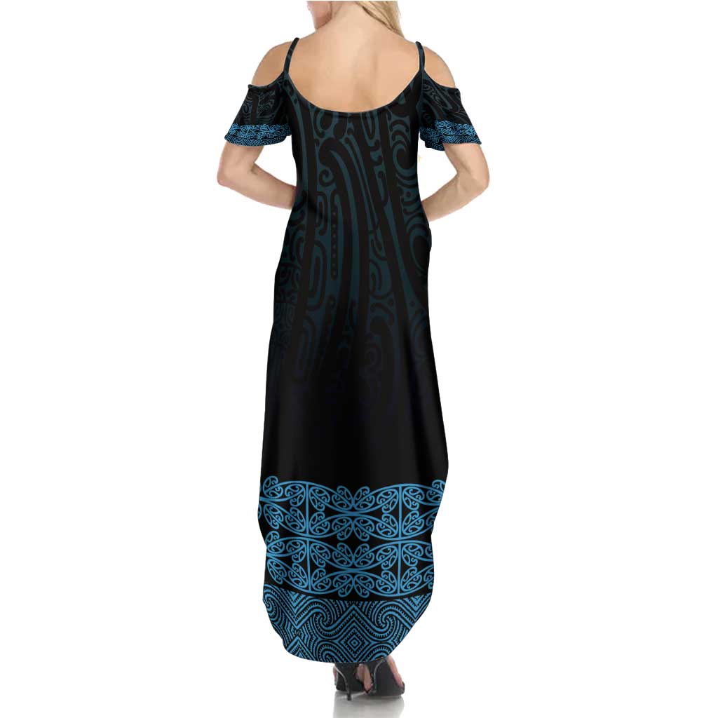 New Zealand Maori Kowhaiwhai Family Matching Summer Maxi Dress and Hawaiian Shirt Kikorangi Maui and Mangopare LT9 - Polynesian Pride