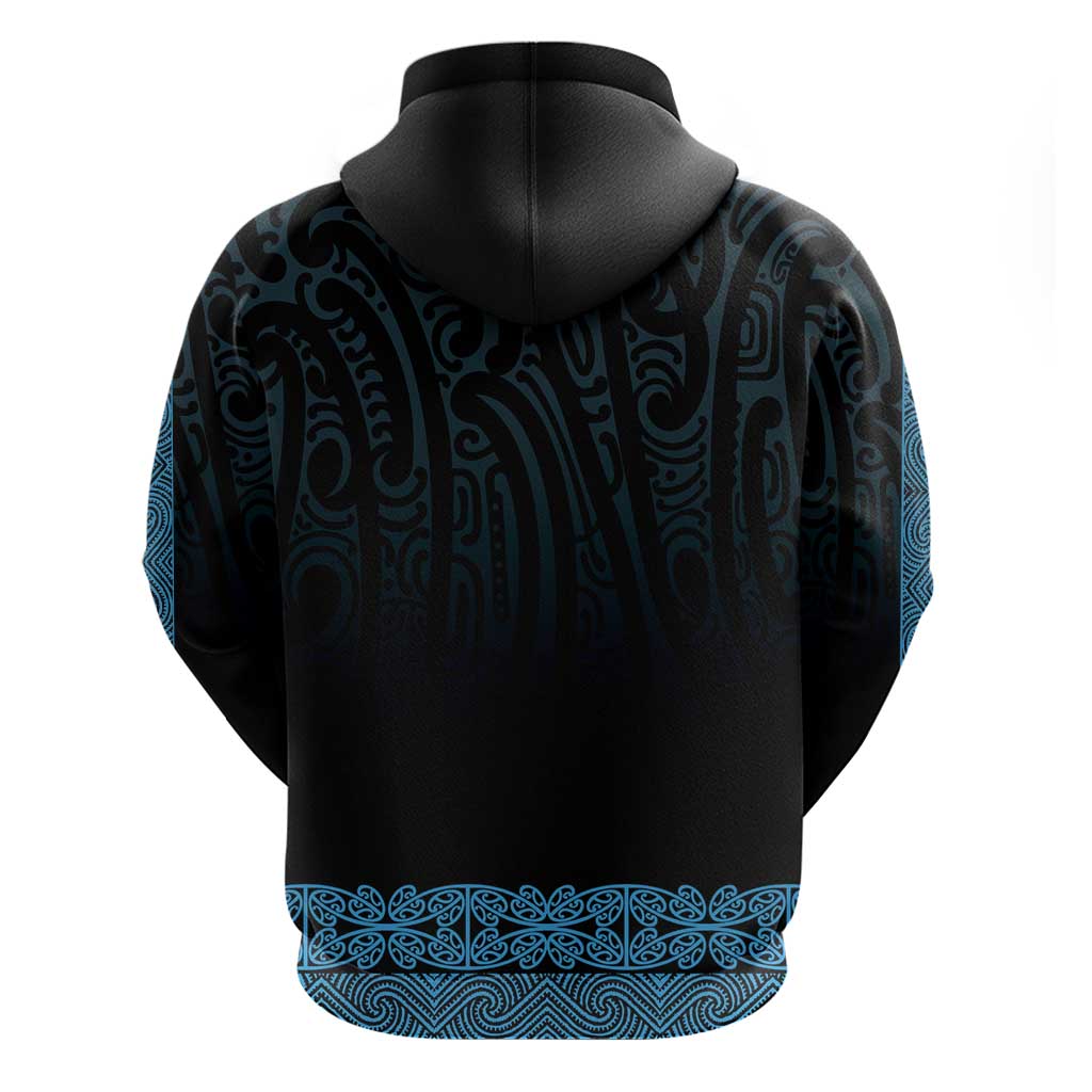 New Zealand Maori Kowhaiwhai Hoodie Kikorangi Maui and Mangopare