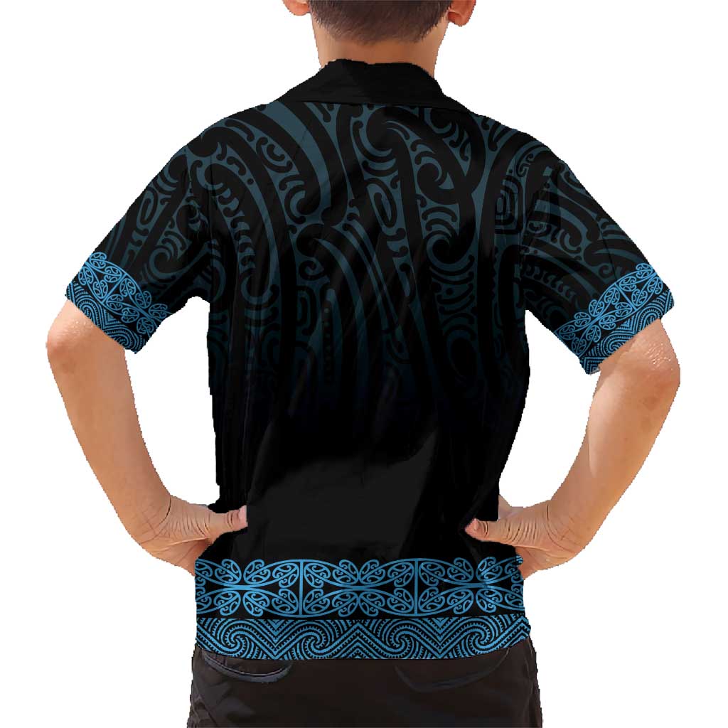 New Zealand Maori Kowhaiwhai Kid Hawaiian Shirt Kikorangi Maui and Mangopare LT9 - Polynesian Pride