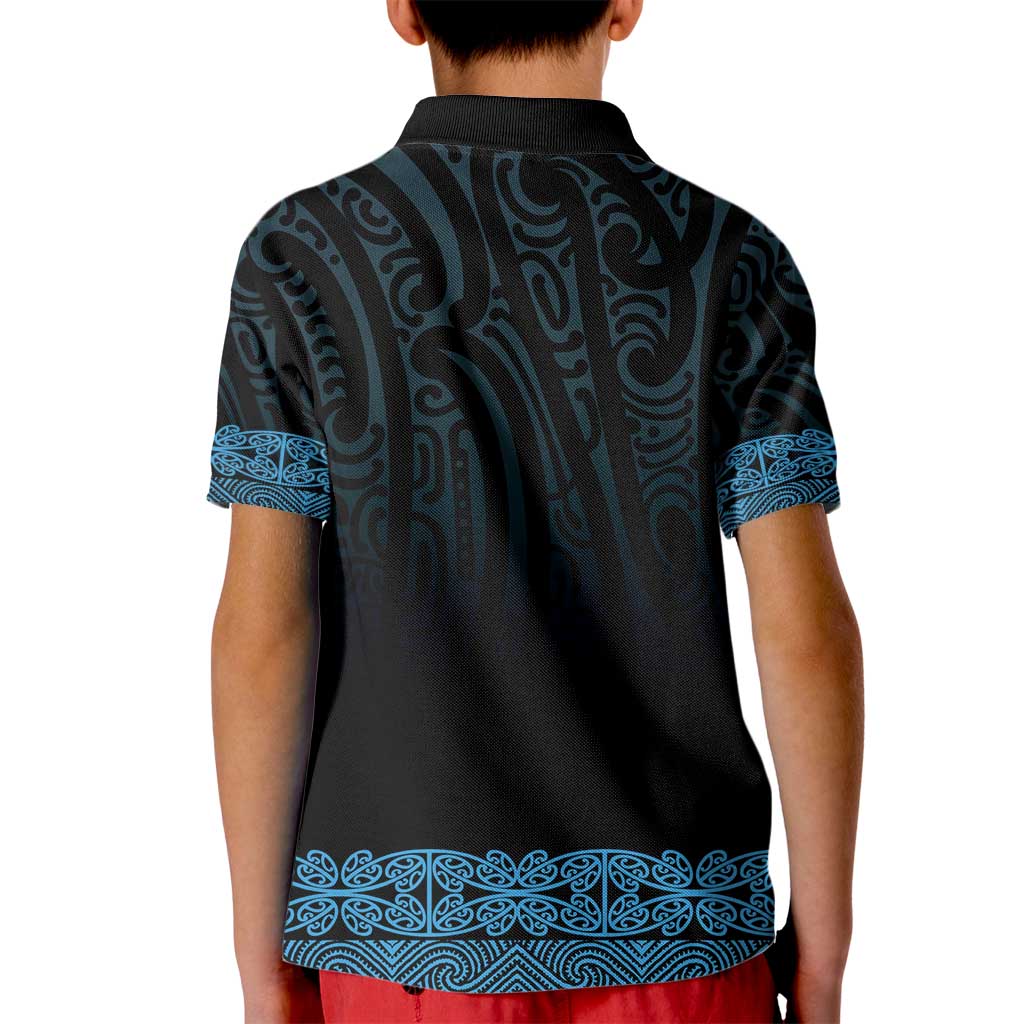 New Zealand Maori Kowhaiwhai Kid Polo Shirt Kikorangi Maui and Mangopare LT9 - Polynesian Pride