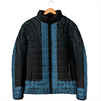 New Zealand Maori Kowhaiwhai Padded Jacket Kikorangi Maui and Mangopare - Polynesian Pride