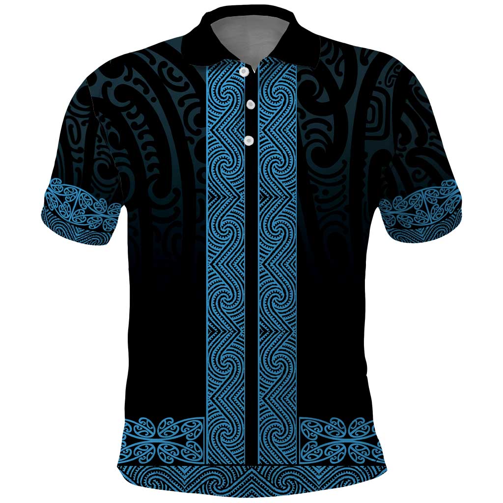New Zealand Maori Kowhaiwhai Polo Shirt Kikorangi Maui and Mangopare