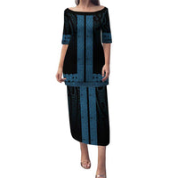 New Zealand Maori Kowhaiwhai Puletasi Kikorangi Maui and Mangopare LT9 Long Dress Blue - Polynesian Pride