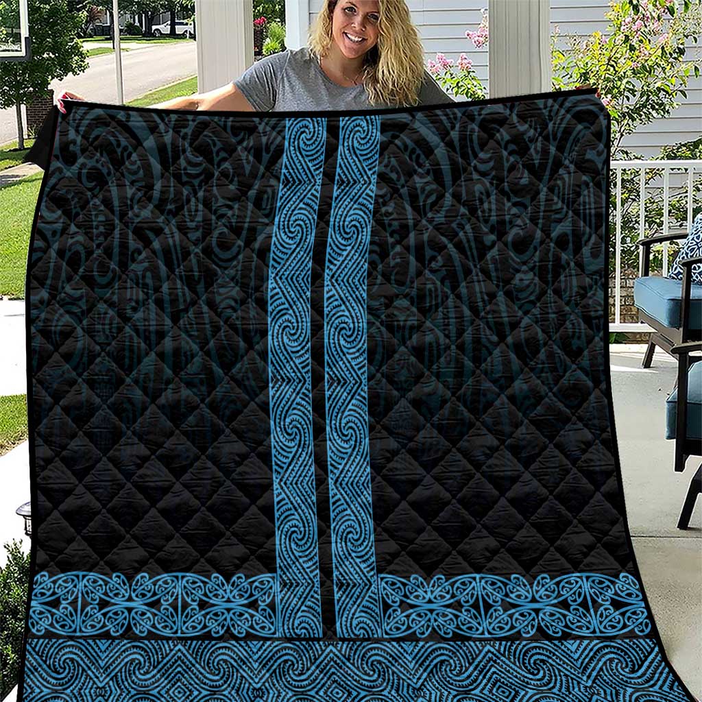 New Zealand Maori Kowhaiwhai Quilt Kikorangi Maui and Mangopare LT9 Blue - Polynesian Pride