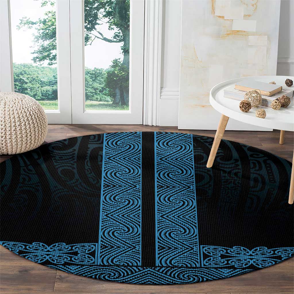 New Zealand Maori Kowhaiwhai Round Carpet Kikorangi Maui and Mangopare LT9 - Polynesian Pride
