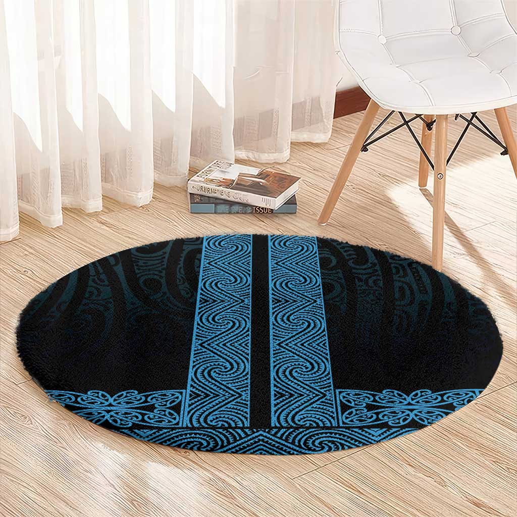 New Zealand Maori Kowhaiwhai Round Carpet Kikorangi Maui and Mangopare LT9 - Polynesian Pride