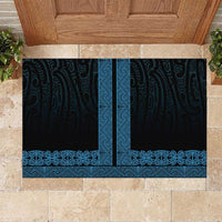 New Zealand Maori Kowhaiwhai Rubber Doormat Kikorangi Maui and Mangopare LT9 Blue - Polynesian Pride