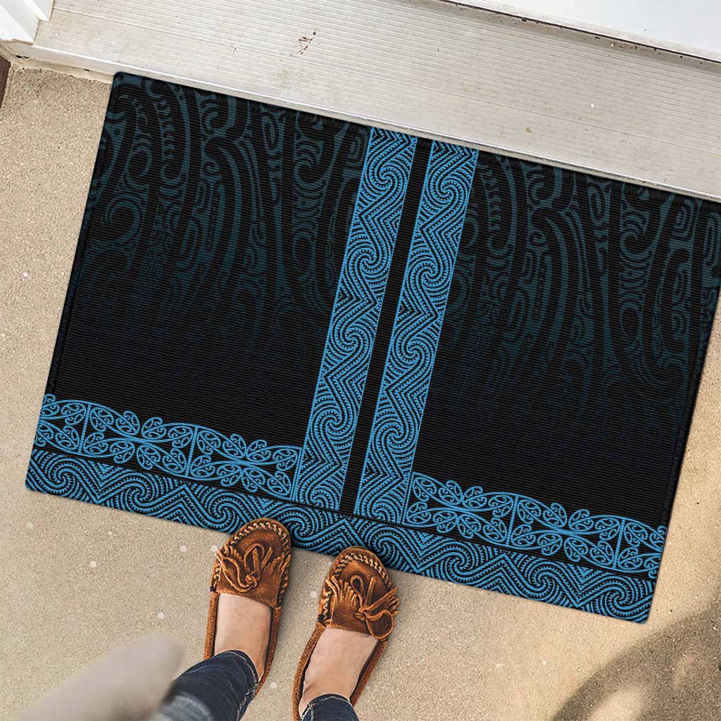 New Zealand Maori Kowhaiwhai Rubber Doormat Kikorangi Maui and Mangopare LT9 - Polynesian Pride