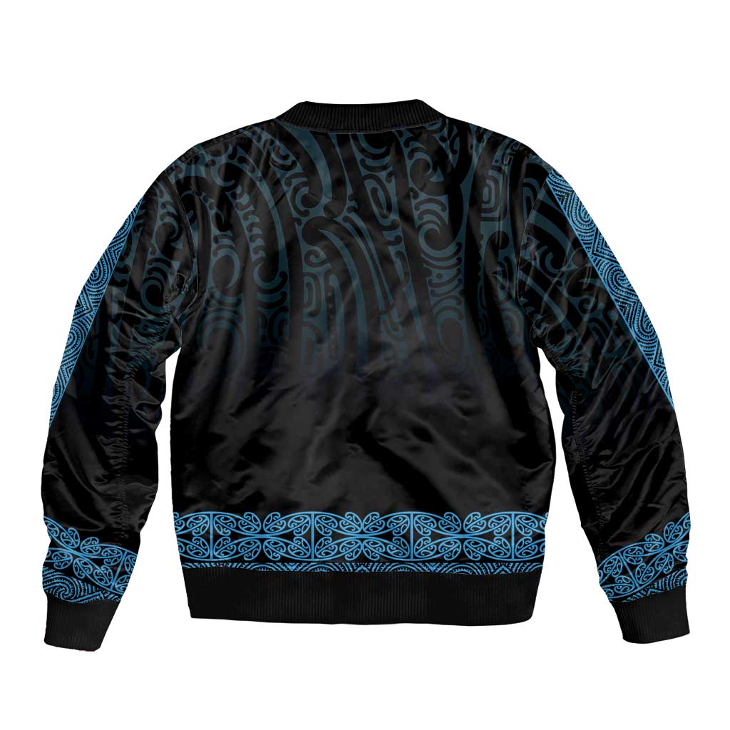 New Zealand Maori Kowhaiwhai Sleeve Zip Bomber Jacket Kikorangi Maui and Mangopare LT9 - Polynesian Pride