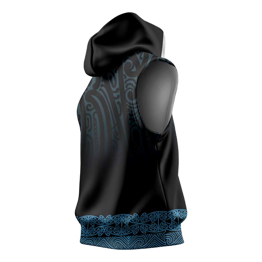 New Zealand Maori Kowhaiwhai Sleeveless Hoodie Kikorangi Maui and Mangopare - Polynesian Pride